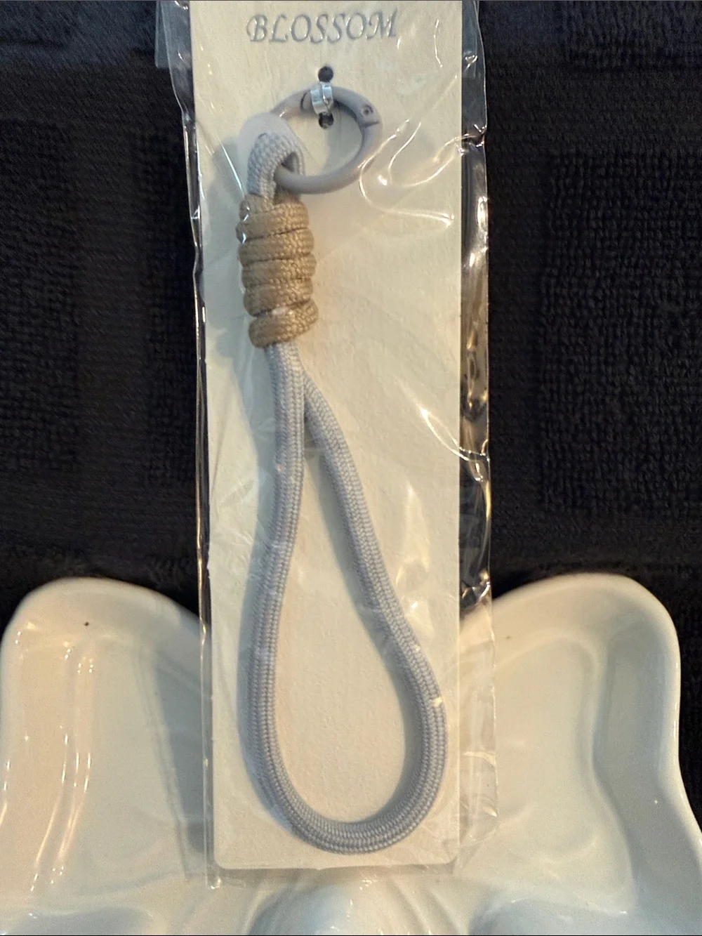 Gray & Tan Key Loop Keychain Holder